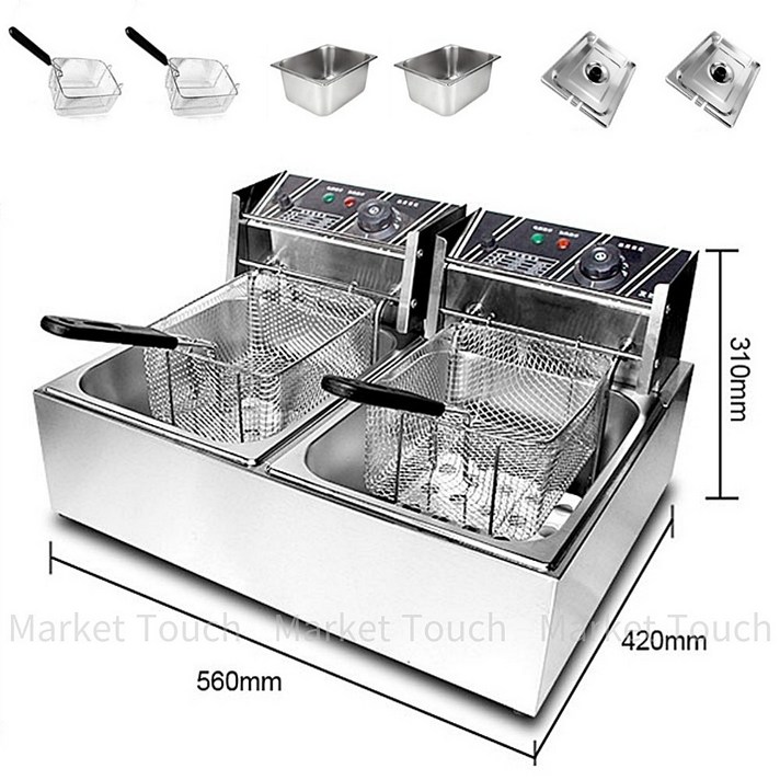 업소용튀김기 전기 튀김기계 소형 치킨 돈까스 튀기기 영업용 대용량, 20L 쌍 2구 바스켓