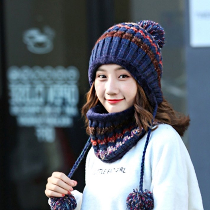 여성 여자 털모자 겨울모자 방울모자 캡모자 방울털모자 워머세트 폼폼이 비니 1-13