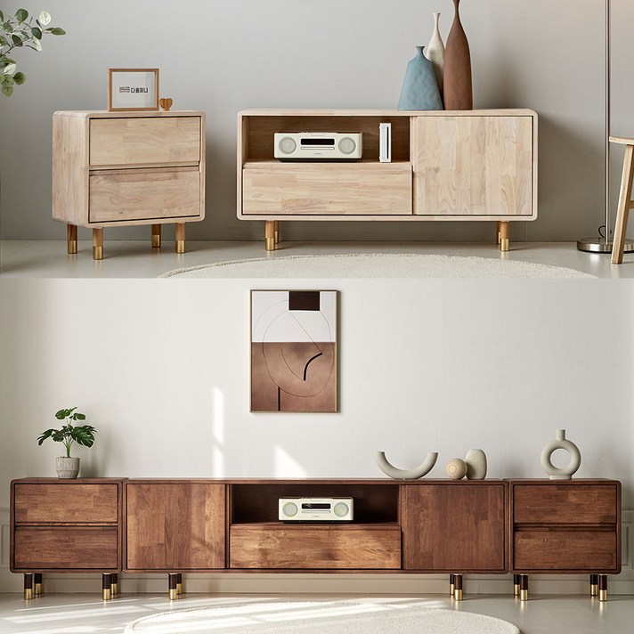 다올퍼니 매직 원목 거실장 티비다이 TV장 TV대 티비대 북유럽 모던 미드센츄리 집들이선물 신혼가구 크리스마스선물, G-6. 520+1800+520 / 마호가니