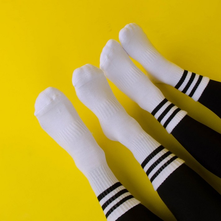 제이지브로 남여 삼선 미드컷 장목 양말 5켤레, 남성MM025, 화이트5P