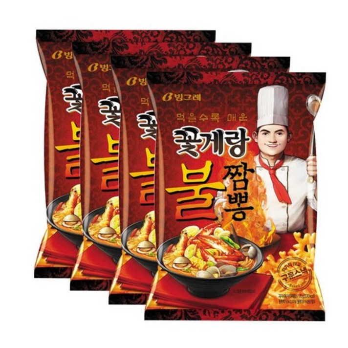 빙그레 꽃게랑 불짬뽕 70g 4개