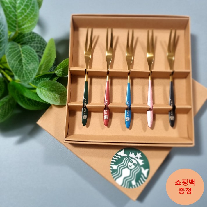 [국내 당일출고]스타벅스 포크세트 5P(1세트) / starbucks fork 과일포크 + 쇼핑백 [제이더블유Mall], 포크세트(5p)