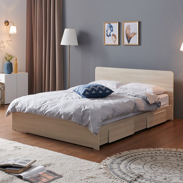 크렌시아 밀리 일반서랍형 슈퍼싱글/퀸 침대프레임 (매트제외), 메이플