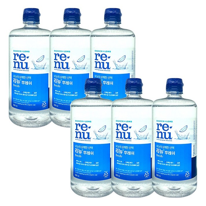 리뉴 후레쉬 렌즈 세정액, 500ml, 6개