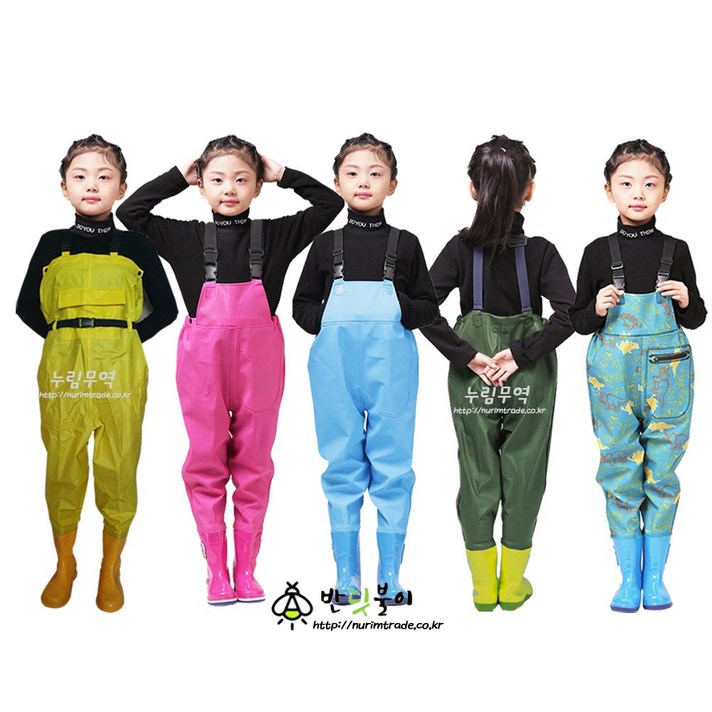갯벌체험 KIDS 가슴장화 누림무역, 카키, 180