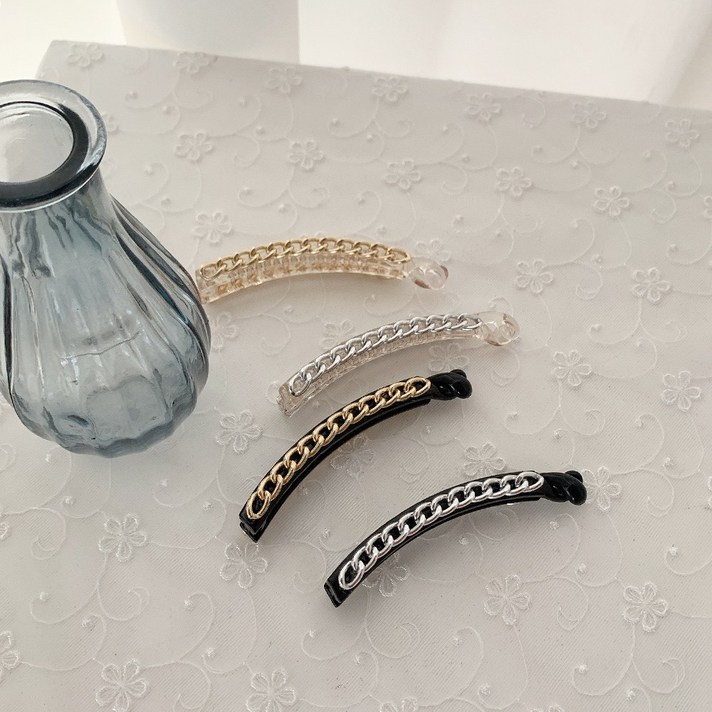 메리샵 체인 슬림 투명 바나나핀 4color