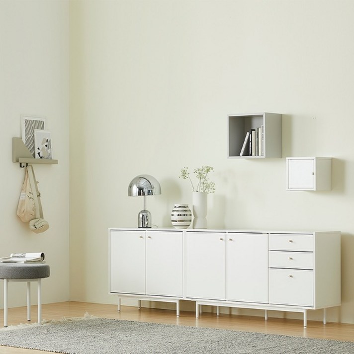 [12월 이벤트] 한샘 클린트 모던 높은 거실장 200cm 서랍형 수납장 (80cm 일반형 +120cm 서랍형) (3종 택1), 화이트(A)