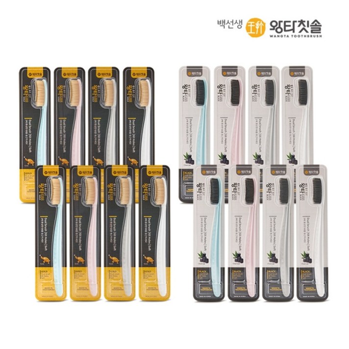 왕타칫솔 왕타 블랙앤골드 16P, 없음