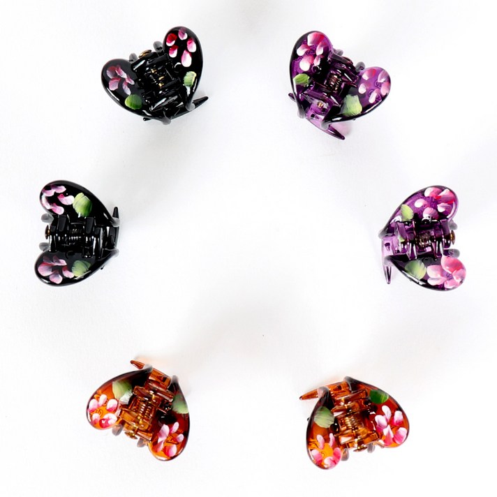 코욜하우키 당일발송 플라워 하트 미니 집게핀 머리핀 2개 1세트