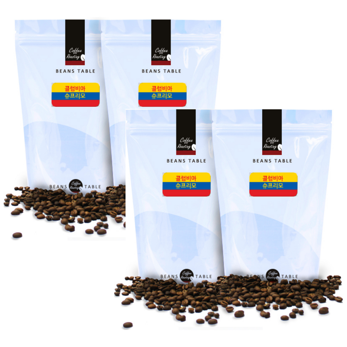 [ 콜롬비아 슈프리모 ] 당일로스팅 빈스테이블 250g 500g 1000g (250g씩 포장), 500g ( 250g x 2 ), 6 ( 프렌치 프레스용 분쇄 )