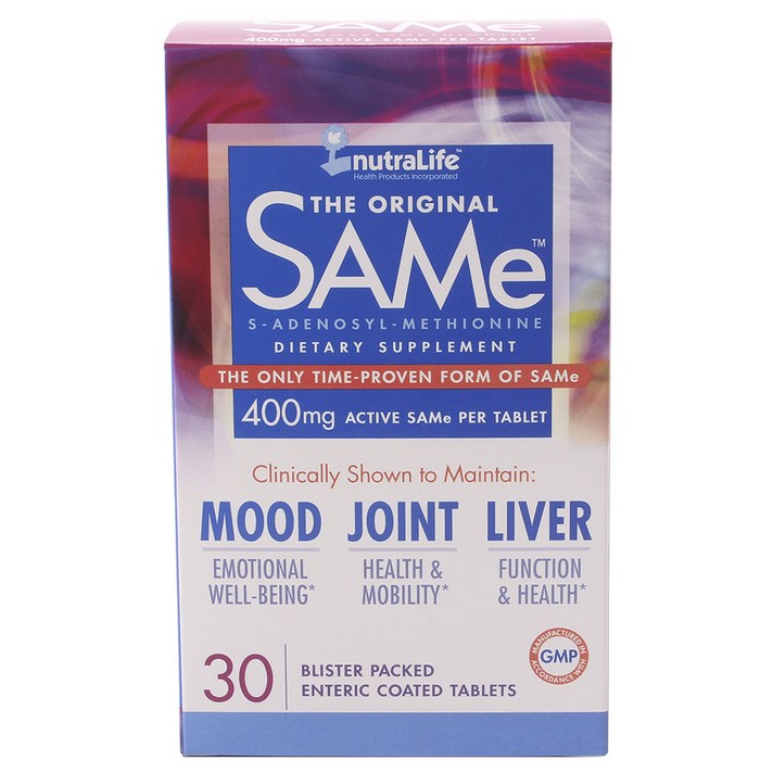 뉴트라라이프 SAMe 400mg 엔터릭 코티드 타블렛 글루텐 프리, 30개입, 1개