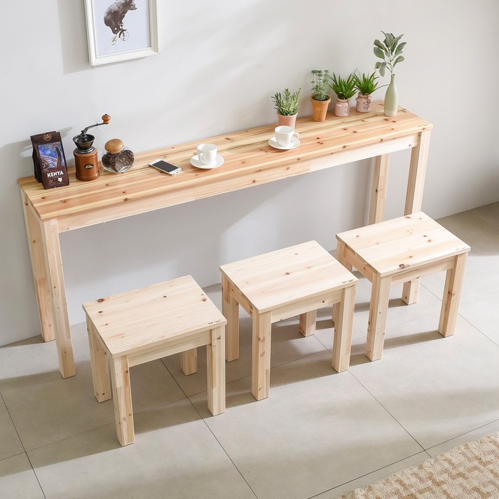 다니엘우드 아일랜드 160cm 홈바 원목 긴 테이블 사이드 보조식탁, 1600×300테이블(삼나무상판)_무도장