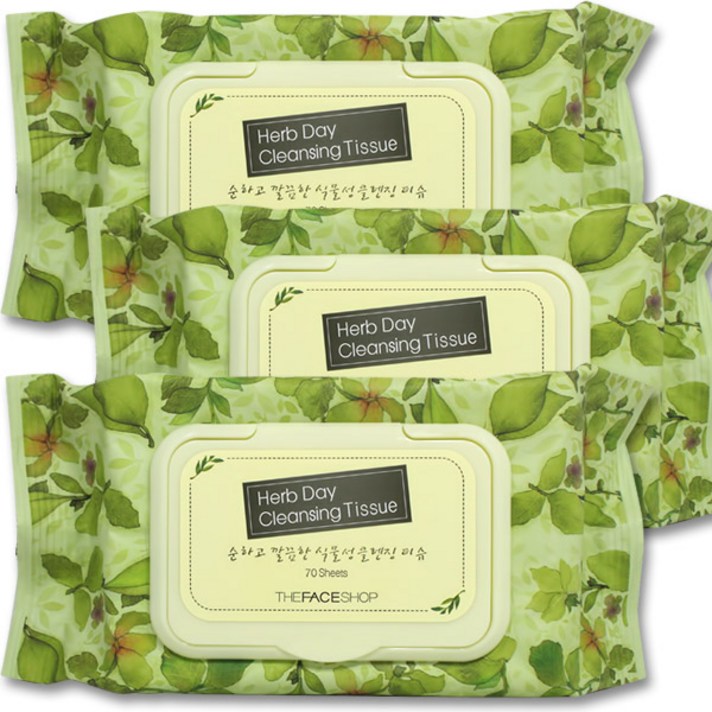 더페이스샵 허브데이 클렌징 티슈, 70매, 3개