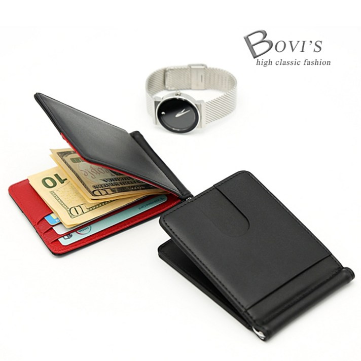 보비스 B2 머니클립 남자 소가죽 반지갑 학생 심플한 스마트 지갑