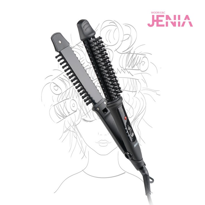  제니아 2in1 볼륨 헤어고데기 WJM-6600, 블랙 
