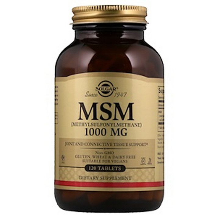 솔가 MSM 1000mg 타블렛 글루텐 프리 비건 무설탕, 120개입, 1개