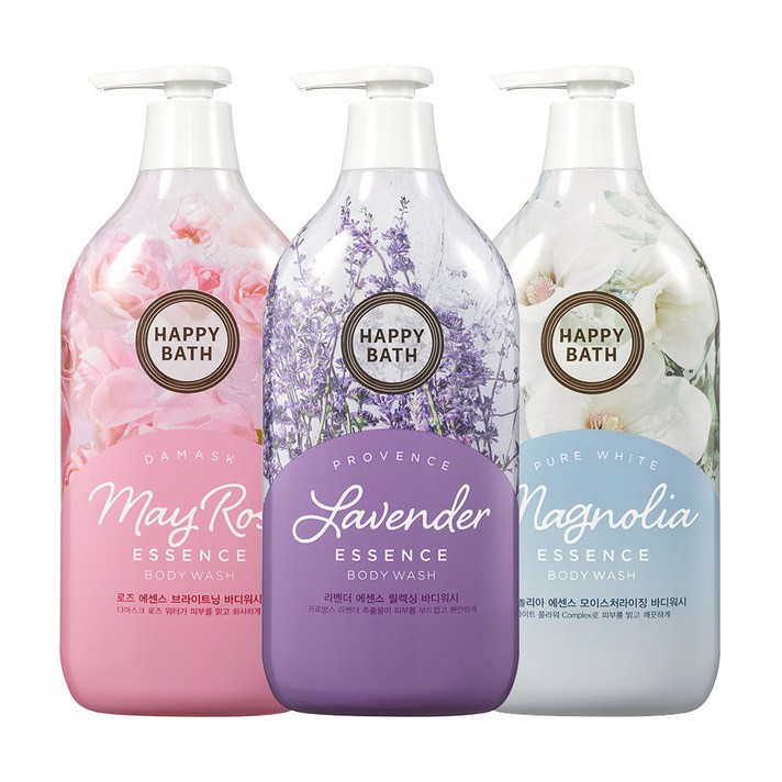 해피바스 에센스 바디워시 로즈 900g+라벤더 900g+매그놀리아 900g, 900g, 3개