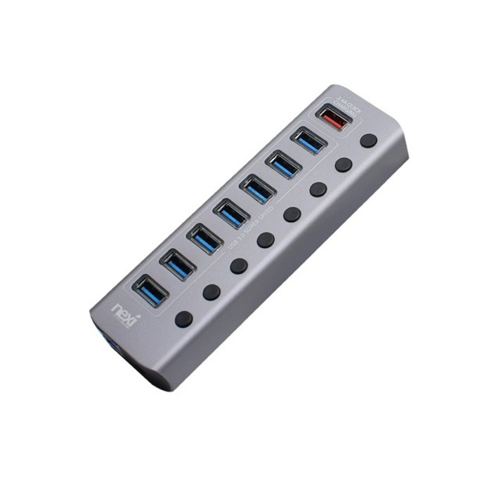 넥시 9포트 USB3.0 PD 충전 유전원 허브 NXU1009P, 혼합색상, 1개