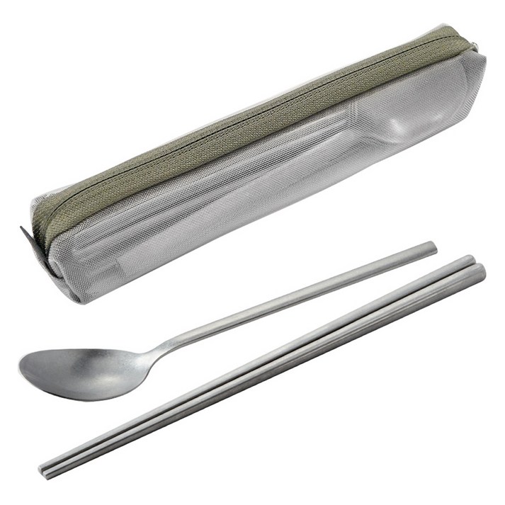 벨락 스텐 캠핑 수저 4인  파우치 세트, 혼합색상, 1세트