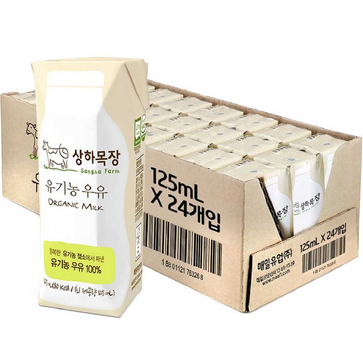 상하목장 유기농 우유, 24개, 125ml