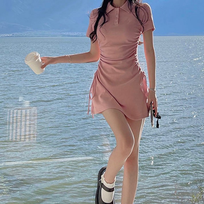 스팩트 여성용 카라 반팔 원피스 스팩트 여성용 카라 반팔 원피스