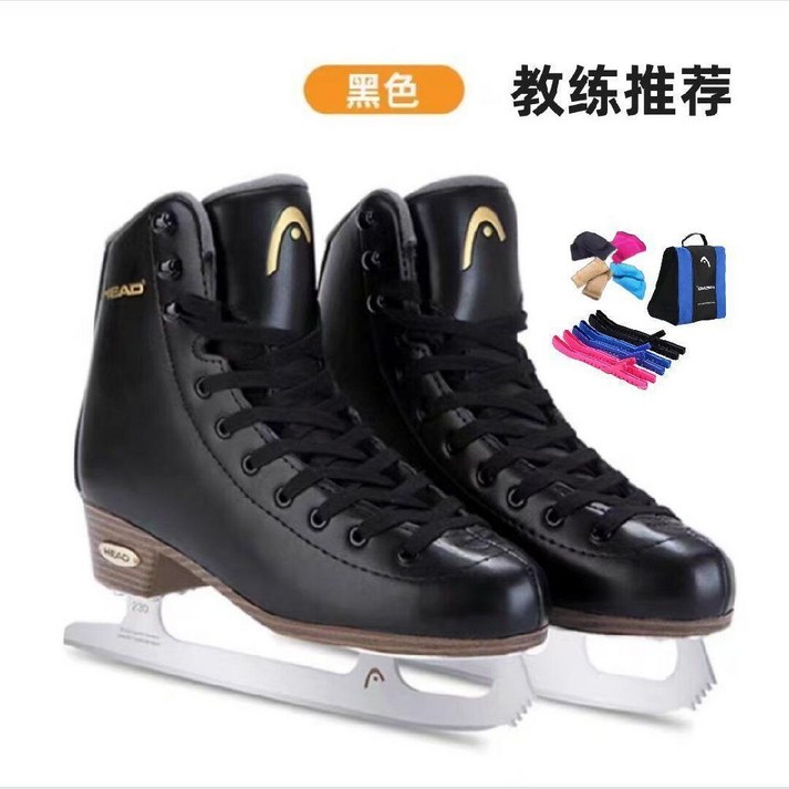 성인용 피겨스케이트화 어린이용 입문 초보자용 아이스 스케이트 피겨화, F600PRO 아이스 화이트커버가방무릎 블랙