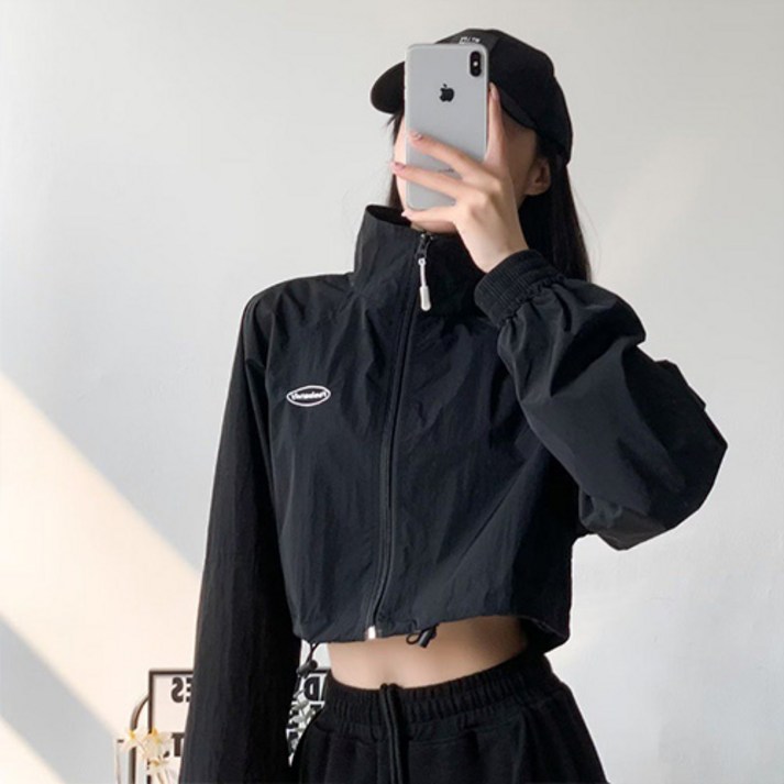 예니브 신상 크롭 집업 바람막이 자켓