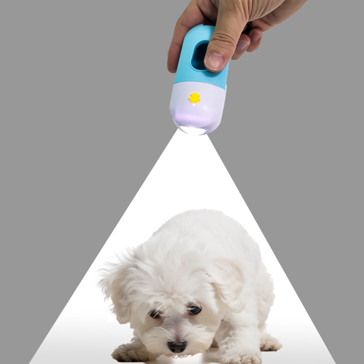 LED 강아지 배변봉투 풉백 똥츄 케이스 가방 풉키링, 블루, 2개, 1개