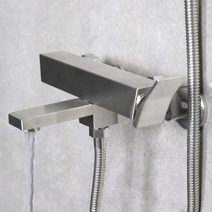 로딘 사각 무광 스텐 고급 샤워기수전 욕실 샤워수전 욕조 샤워기 수도꼭지 IN-134, 1개