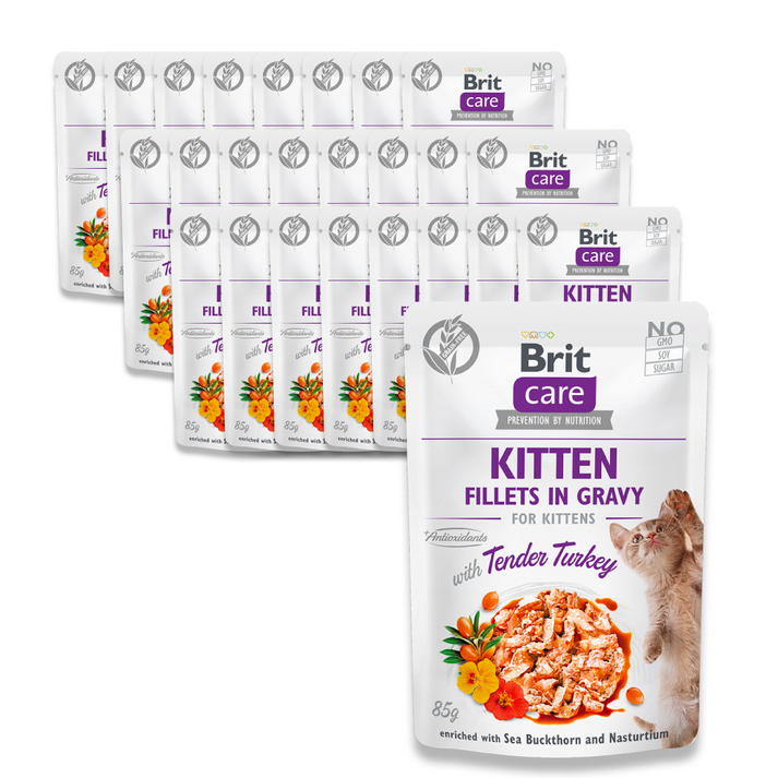 브릿 케어 캣 그레이비 파우치 고양이 주식 습식사료, 85g, 24개