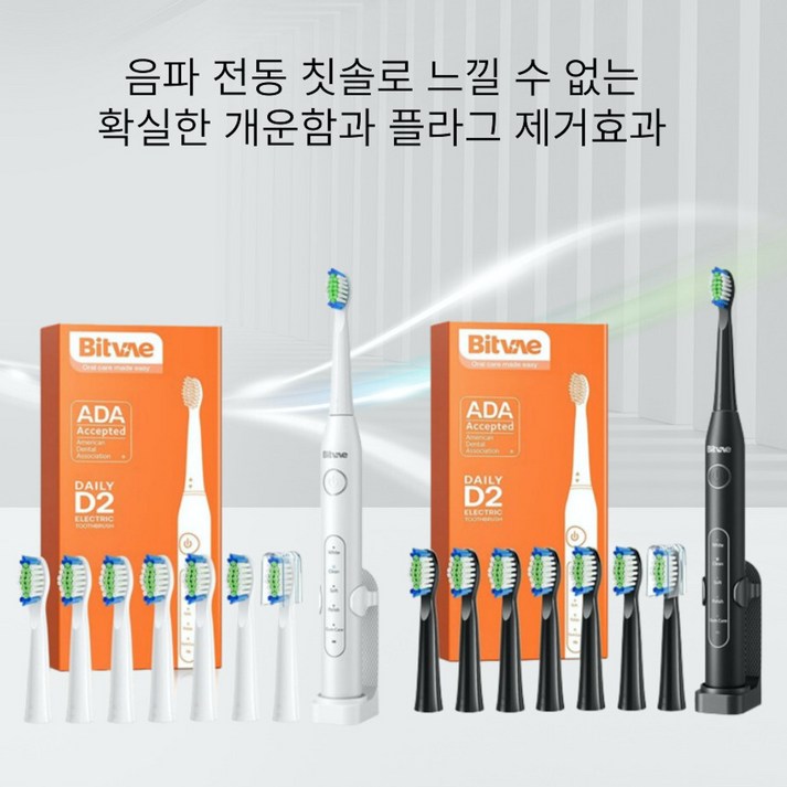 비트베이 D2 음파 전동칫솔 진동칫솔 스마트가압센서 칫솔모8개 Bitvae Amazon베스트, 1개