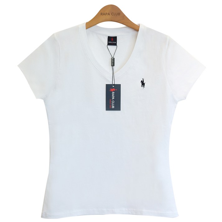 라파클럽 여성 슬림핏 브이넥 반팔 티셔츠 20230527