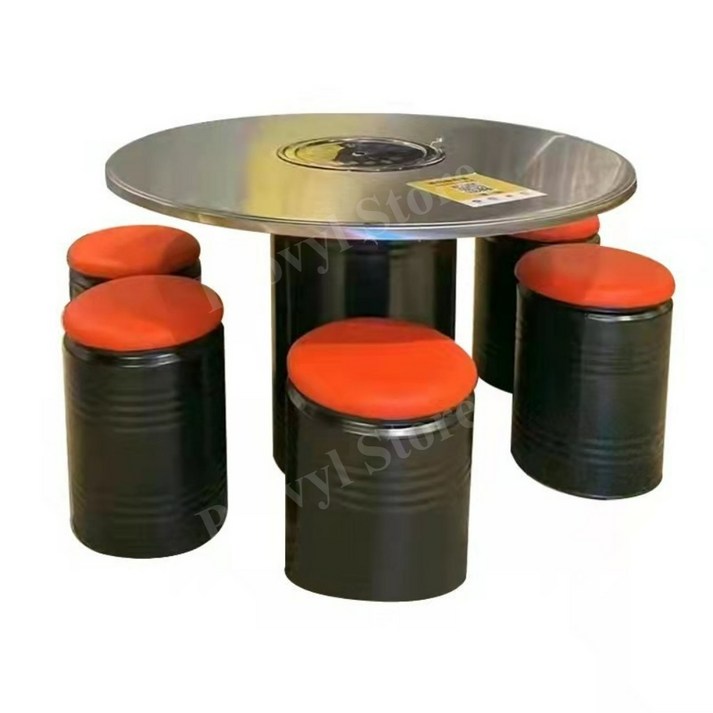 바베큐 테이블 산업 스타일 숯불 상업 드럼통 테이블 20240419