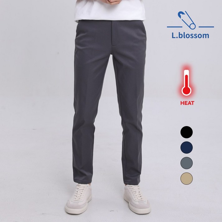 엘블로썸 남자 겨울기모 스판일자 히든밴드 슬랙스 YKK지퍼