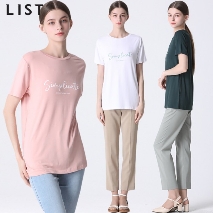 리스트 리스트LIST 레터링 포인트 반팔 티셔츠