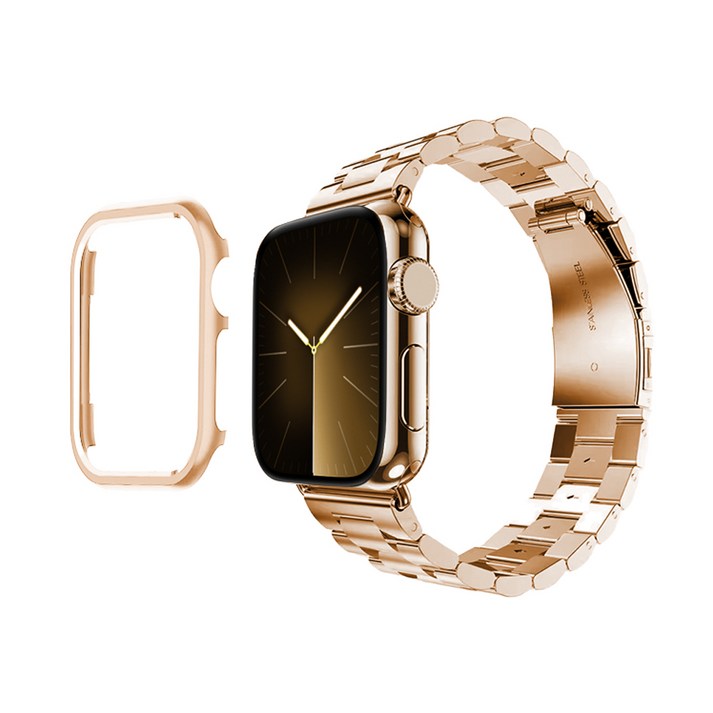 아이메이드잇 애플워치 호환 프리미엄 메탈 스트랩 밴드  케이스 세트, 로즈 골드