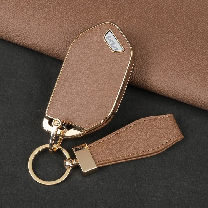 WonRay 호환 기아 가죽 키케이스 EV9 더 뉴 쏘렌토 7버튼 더 뉴카니발 KA4 쏘렌토 MQ4, 브라운7버튼, 1개