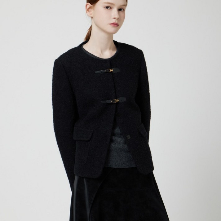 알파카 블렌드 라운드넥 버클 장식 자켓 C254MSF032