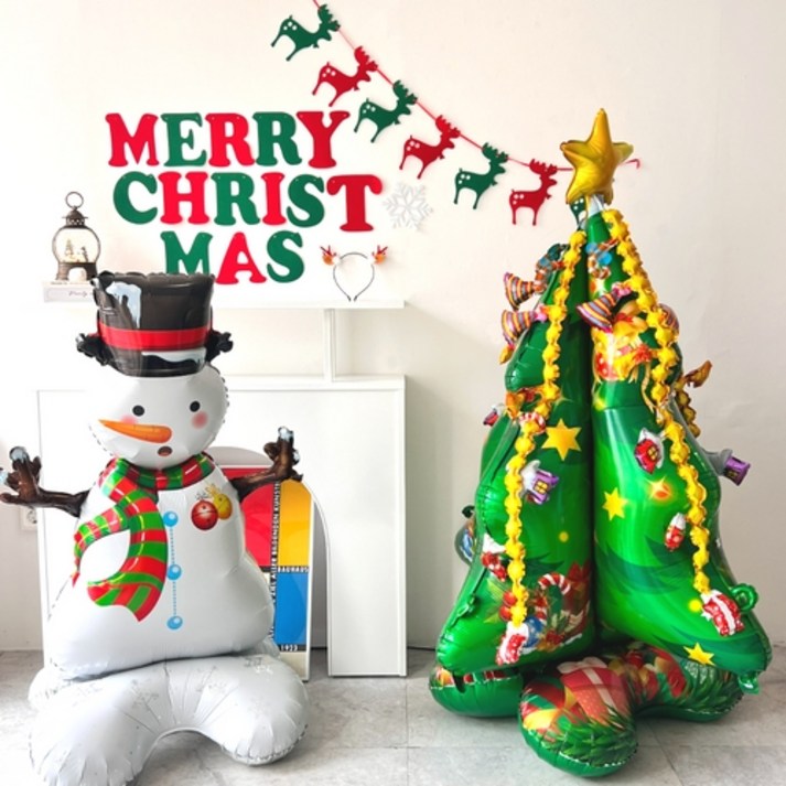 하피블리 대형 크리스마스풍선 머리띠 세트, 크리스마스 가랜드(B)