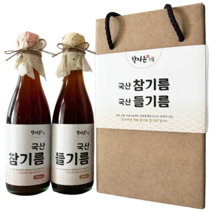 (고창 방앗간) 국산 참기름 들기름 세트600ml 명절선물 추석선물세트 연말 새해 준비