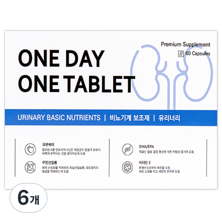 원데이원테블렛 강아지 고양이 영양제 유리너리 60캡슐, 60회분, 유리너리결석, 6개