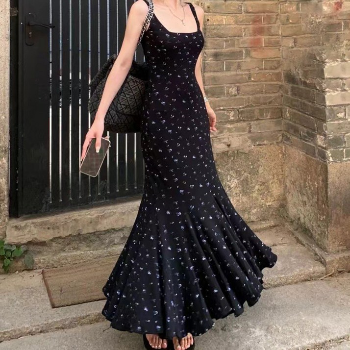 비비에모 U넥 찰랑 머메이드 나시 롱 원피스 06960