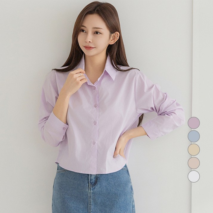 부루앤쥬디 여성용 G 베이직 크롭 코튼 셔츠 ORCSH502B 부루앤쥬디 여성용 G 베이직 크롭 코튼 셔츠 ORCSH502B