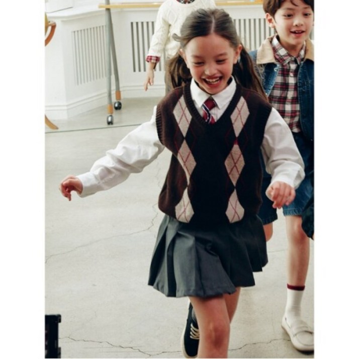 [빈폴키즈] [25FW 시즌오프 30%] 플리츠 우븐 스커트 라이트 그레이 (BI5827G032)