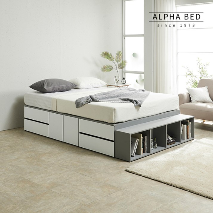 알파침대 어셈블 무헤드 책장형 멀티 수납 침대프레임