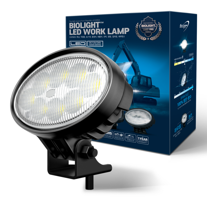 바이오라이트 화물차 중장비 차량용 LED 작업등 써치라이트 OEM 공급 제품 IP69K 방수등급