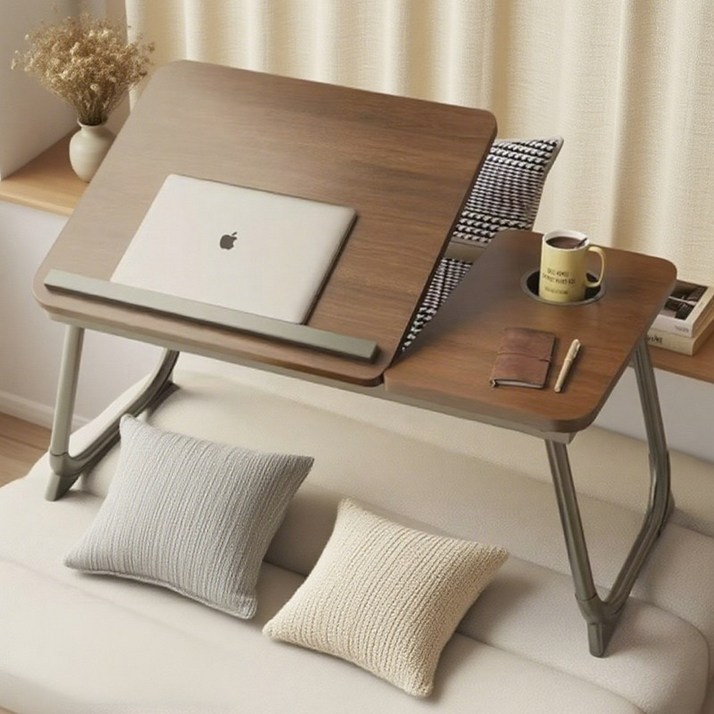 5단 각도조절 접이식 침대 테이블 멀티 노트북 베드 트레이 좌우 분리형 책상 68x40x25cm