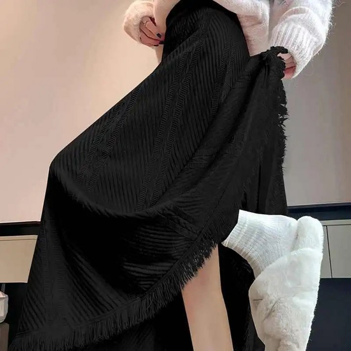 여성 유행 털실 니트 롱스커트