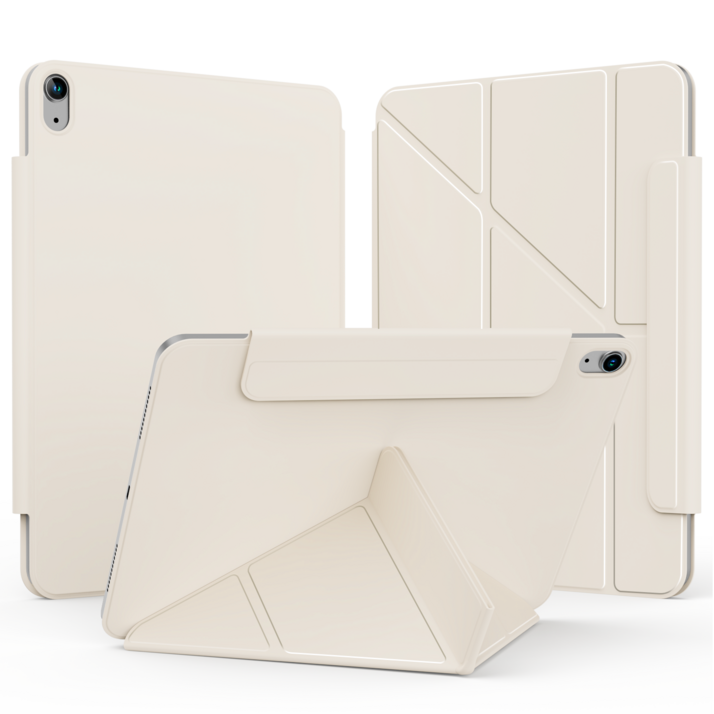 AOUB 아이패드 보호 케이스 초박형 테두리 없는 2025년형 신형 에어11 보호 케이스 Y폴드 프로 자석 양면 클립 11인치 분할 아이패드10/11세대 애플 태블릿 케이스, 크림 화이트, 1개