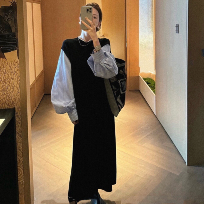 유니크코코 가을 니트 롱 원피스 루즈핏 5762